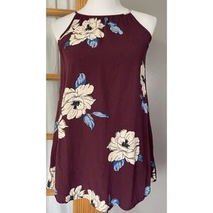 Persaya Girl Floral Tank Top Junior's M USA Made Burgundy Cottagecore Club Boho